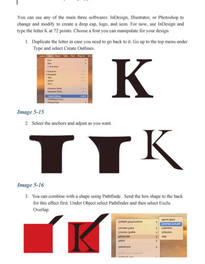 example of book page in Chapter 5 about type styling in Modern Graphic Design with AI